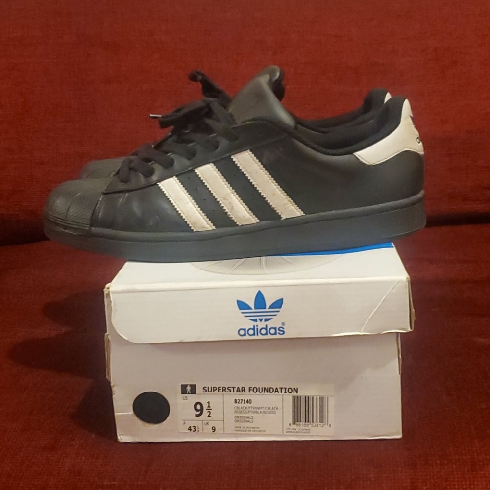 Adidas Superstar Black with White Stripes